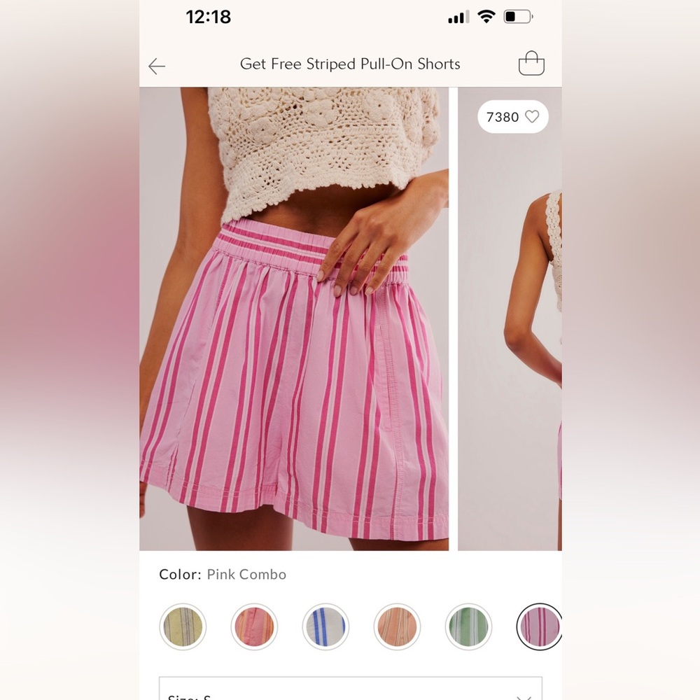 Free people get free stripped pull on shorts